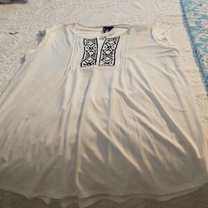 Women's White Top with Embroidered Detail